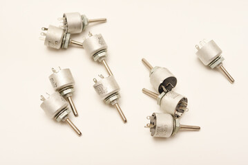 Potentiometers. Variable resistors. Devices for voltage changes.