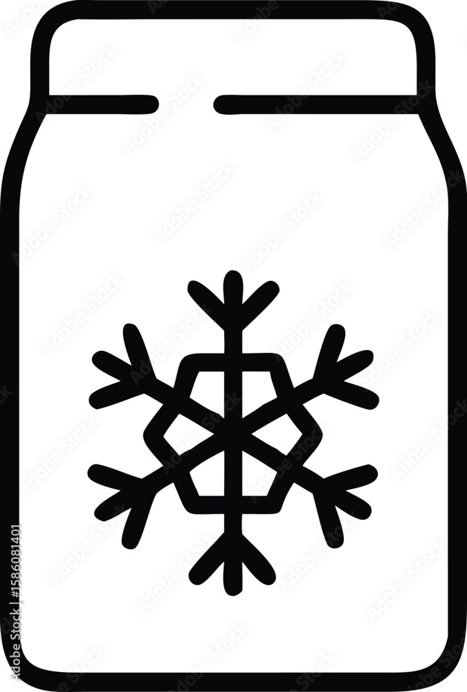 Aufkleber simple outline icon of container with snowflake, symbol of deep freeze