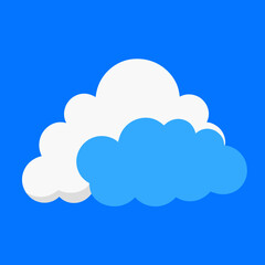 Fototapeta premium Stylized blue and white clouds against a vibrant blue sky isolated on white background
