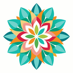 Fototapeta premium Colorful geometric mandala flower design isolated on white background