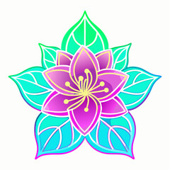 Fototapeta premium Vibrant abstract floral design with pink and turquoise petals isolated on white background