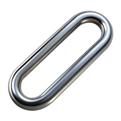 Shiny metal oval link isolated on transparent background