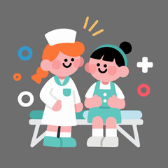 Cute Nurse and Happy Little Patient