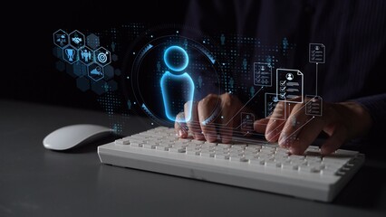 Digital recruitment and online hiring, virtual headhunting, smart recruitment platforms, talent...