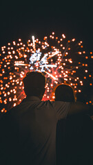 Couple Watching Canada Day Fireworks