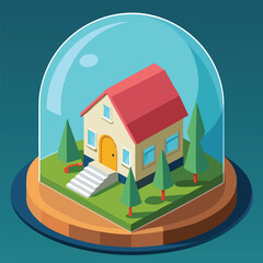 3D house under a transparent protective dome © Bilkis