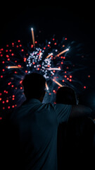 Couple Watching Canada Day Fireworks