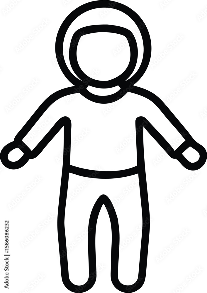 Aufkleber simple outline illustration of spaceman or astronaut in spacesuit for print and web design