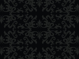 Black Damask Luxury Decorative Textile Pattern flower background