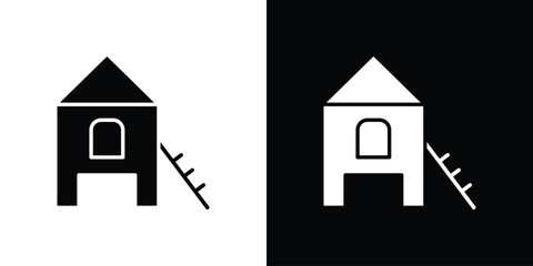 Chicken coop icons flat design concept for graphics. © Opps