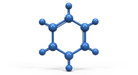 A blue molecule model is isolated on white background