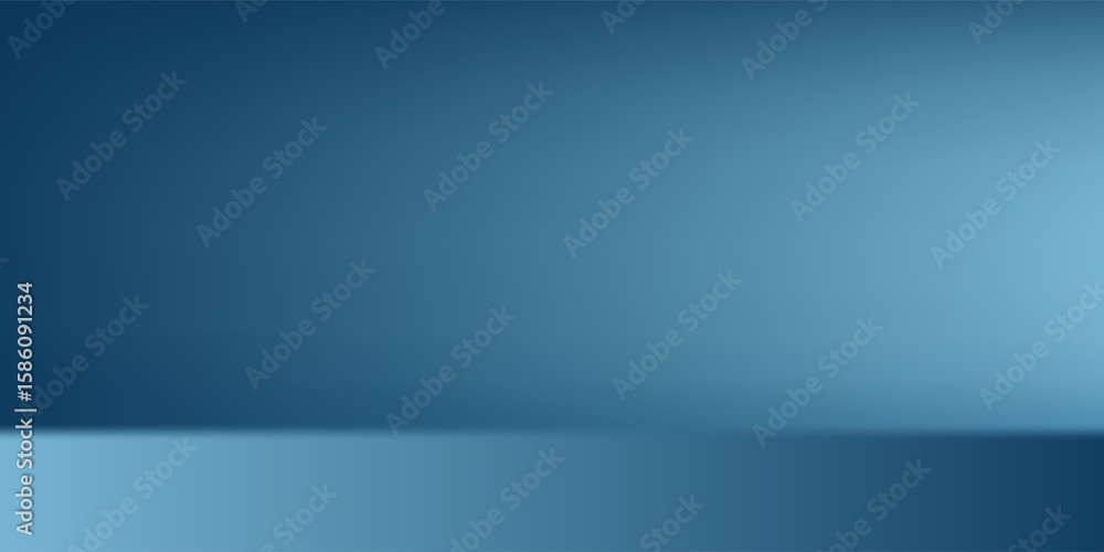 Poster gradient blue abstract background. smooth dark blue with light vignette studio.