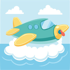 Cute plane cloud surfing flat vector