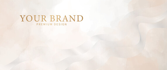  Premium vector watercolor art background for wedding card, invitation, banner, gift certificate, gift card. Luxury elegant golden horizontal fashionable minimalist template.