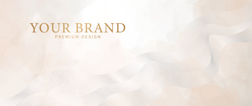  Premium vector watercolor art background for wedding card, invitation, banner, gift certificate, gift card. Luxury elegant golden horizontal fashionable minimalist template.
