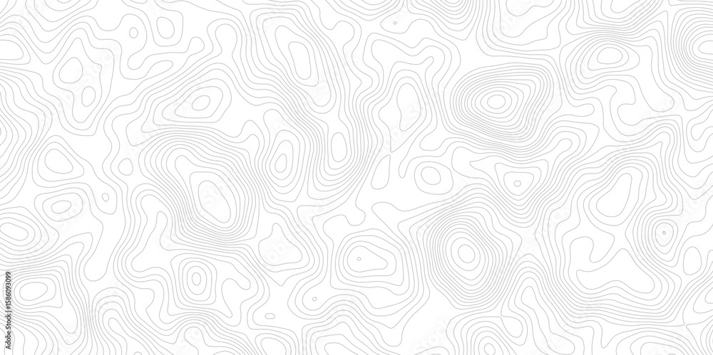 Poster abstract topographic map with contour lines terrain in black and white style, illustrating elevation