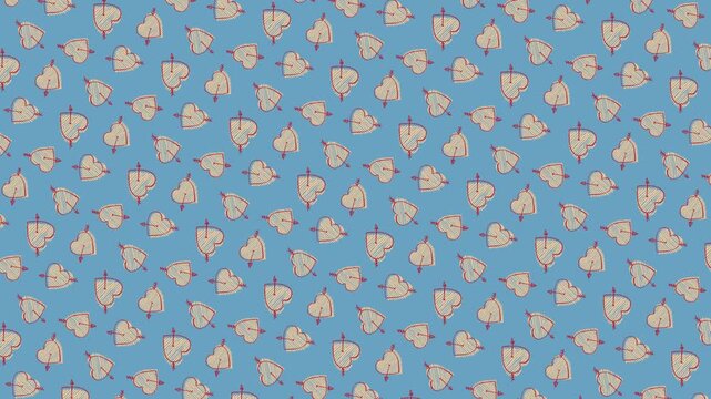 Hand Drawn Heart Pattern Cupid Arrow Love Valentine Romantic Background Seamless Texture