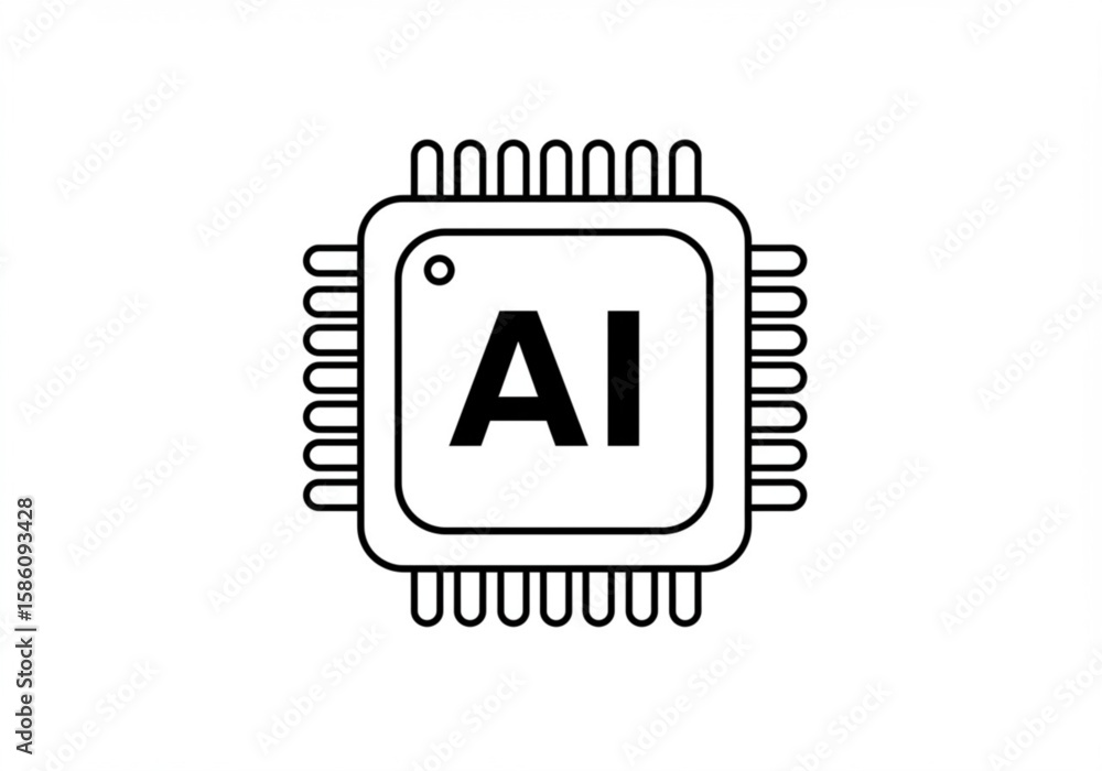 Aufkleber artificial intelligence chip icon representing advanced technology and machine learning