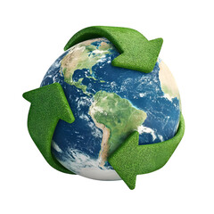 Earth with Recycling Symbol
