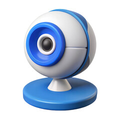 3d Modern white and blue spherical webcam with a sleek design isolated on transparent background