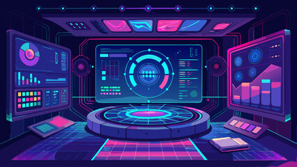 Futuristic Sci-Fi Control Panel Interface Vector © Md