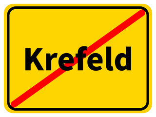 Illustration of a city exit sign for the city of Krefeld