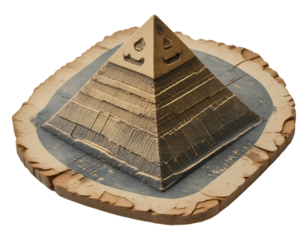 Ancient Pyramid on Wooden Base Isometric View