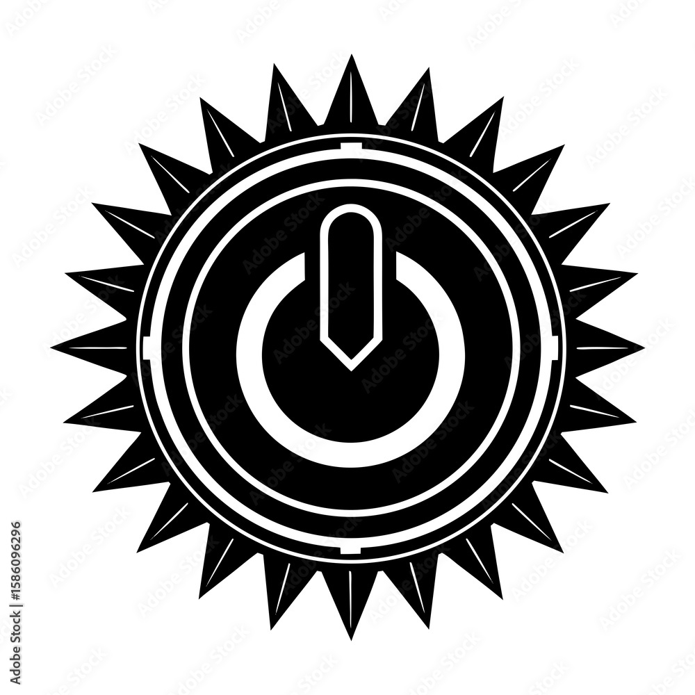 Fototapete black power button icon vector illustration energy symbol circle design element on white background
