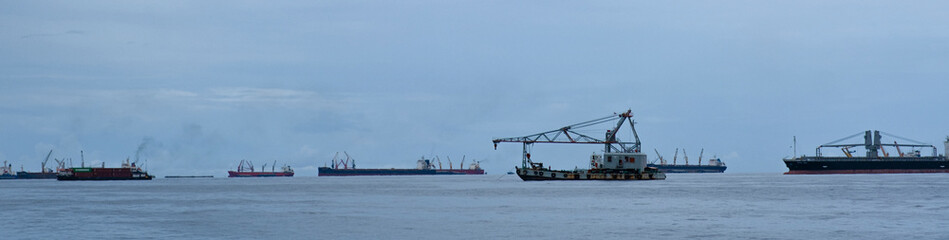 LNG Tanker ship (Liquefied Natural Gas)contrail in the ocean sea ship carrying container and running for export from container international port ocean, oil and gas with petrochemical thanker shipping