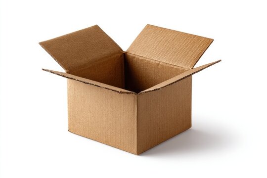Empty light brown cardboard box open