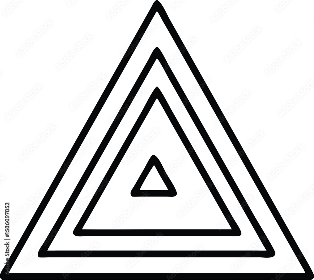 Poster Simple triangle shape nested vector, outline geometric form, for logo or icon