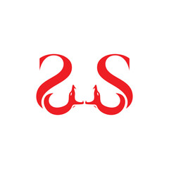 unique Lettering Letter SS Double Snake