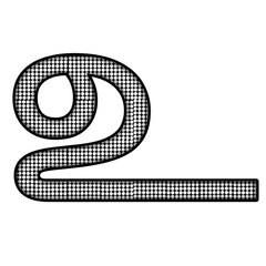 black and white tamil language letter u