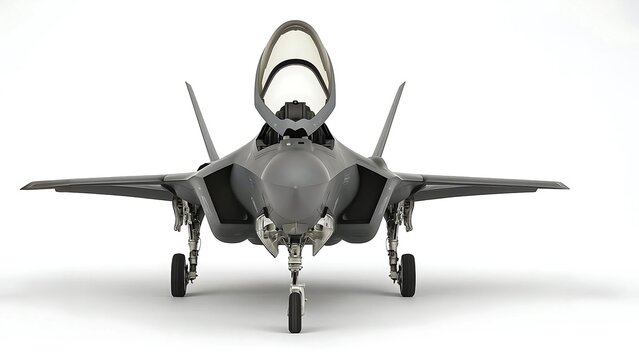 F-35 Lightning II in Flight Pose with Retracted Landing Gear on White Background