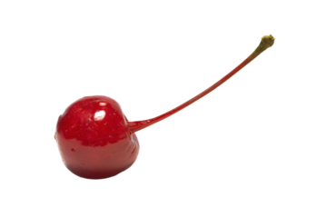a single cherry with a stem sticking out of it