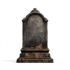 Blank old stone gravestone isolated on white background