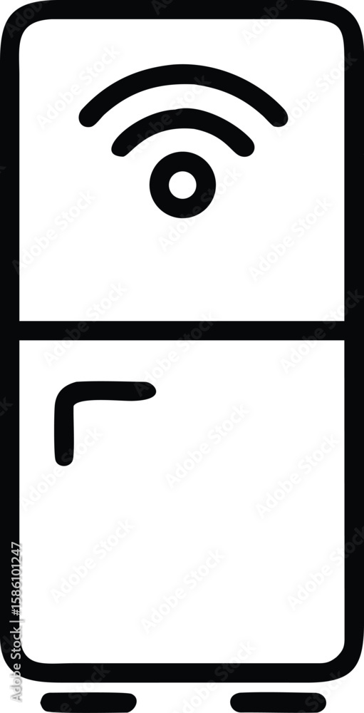 Poster smart fridge icon with wifi signal in simple outline style