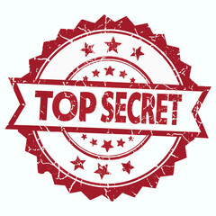 Top Secret Stamp: Grunge Red Seal with Stars - Confidential Security Graphic