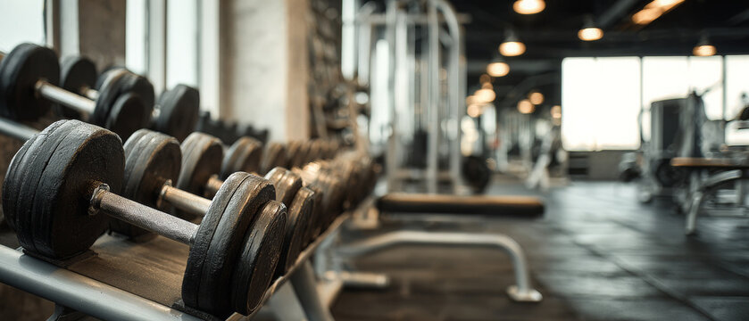Modern Gym Interior with Workout Equipment