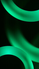 Green and black glowing gradient torus rings, poster banner background 