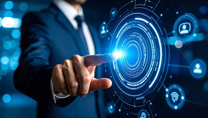 Businessman interacting with a digital interface (1)
