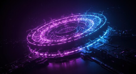 Futuristic Power Generator Core with Neon Energy