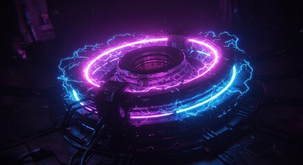 Futuristic Power Generator Core with Neon Energy