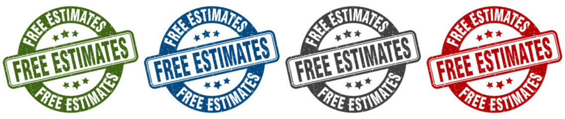 free estimates stamp. free estimates round stamp set isolated on white background