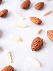 Almond and White Almond Stick set on white background.