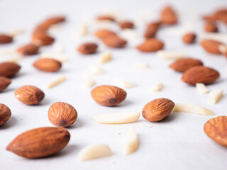 Almond and White Almond Stick set on white background.
