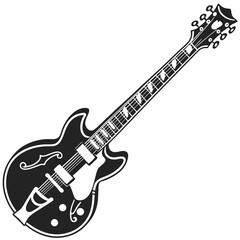 Electric Guitar Silhouette Vector - Black & White Musical Instrument