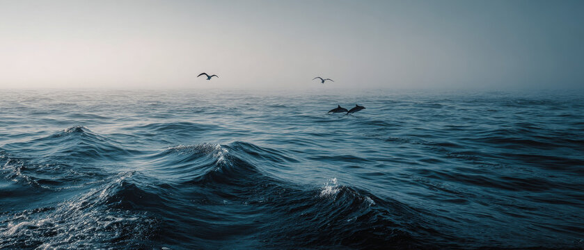 Tranquil Ocean Waves Under Clear Sky