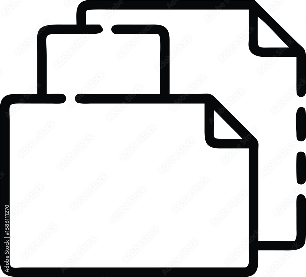 Poster stacked paper sheets icon with folded corner in simple outline style