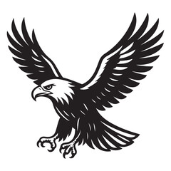 Obraz premium Sharp-eyed bald eagle outlined with bold curved lines